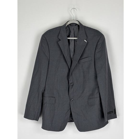 Saks Fifth Avenue Two Button Wool Blend Suit Jacket Blazer Men Size 44L Grey New